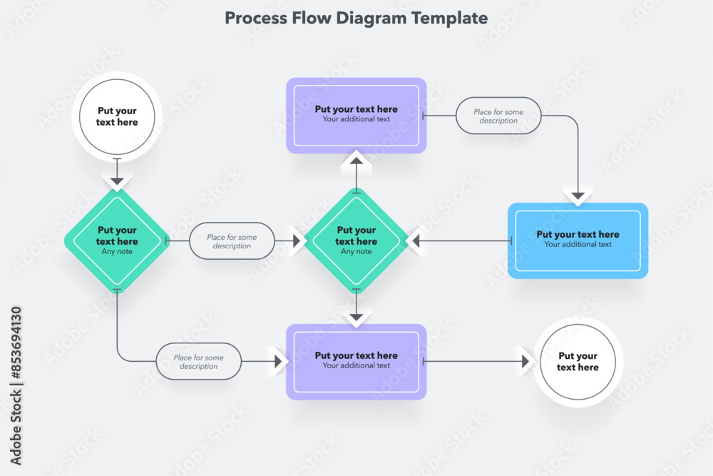 Poster Simple modern template for process flow diagram. Flat infographic design for website or data presentation.