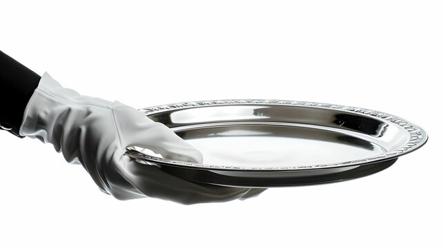 Butlers Hand with Silver Tray, Elegant Service, butler, white glove, silver tray, serving