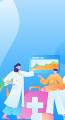 Medical characters fighting the epidemic flat vector concept operation hand drawn illustration
