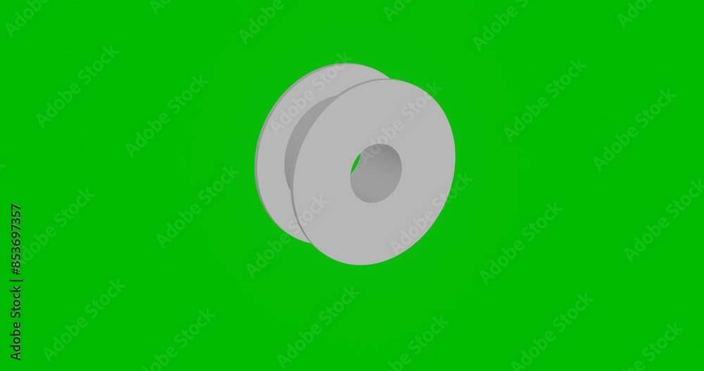 Poster animation of rotation of a white 3d printing filament symbol with shadow. simple and complex rotatio