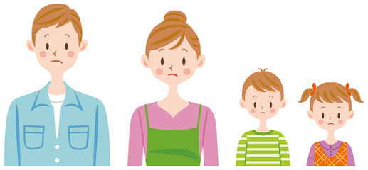 家族　困る　疑問　親子　横並び　ファミリー