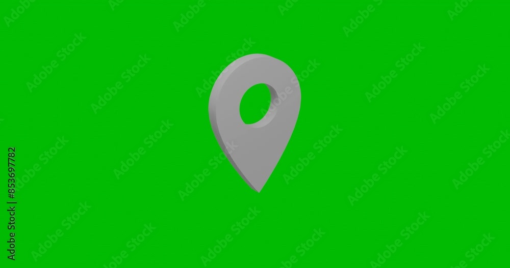 Poster animation of rotation of a white location symbol with shadow. simple and complex rotation. seamless 