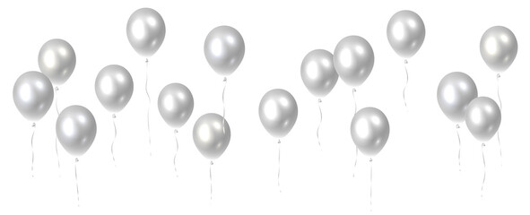 Beautiful colorful realistic seamless pattern of silver flying party balloons.