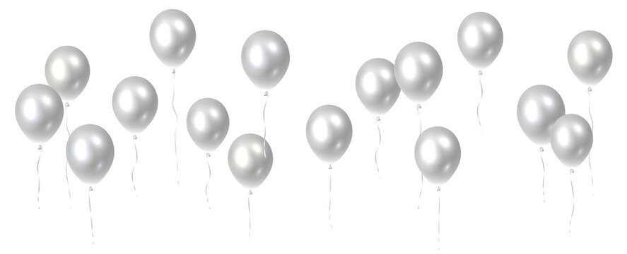 Beautiful colorful realistic seamless pattern of silver flying party balloons.