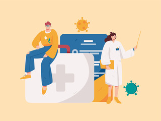 Medical characters fighting the epidemic flat vector concept operation hand drawn illustration
