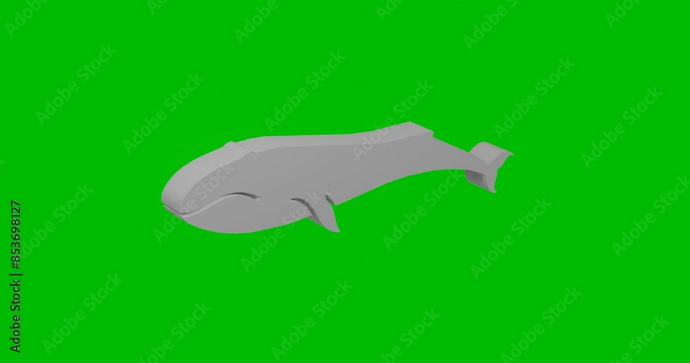 Poster animation of rotation of a white whale symbol with shadow. simple and complex rotation. seamless loo