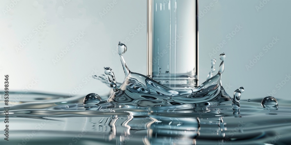 Canvas Prints a glass of water is poured into a glass, creating a splash