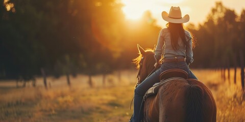 A person is riding horse