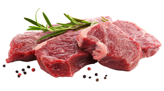 Raw steak, red meat on white backgound