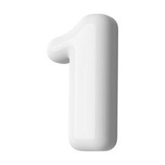 White 3D Number 1