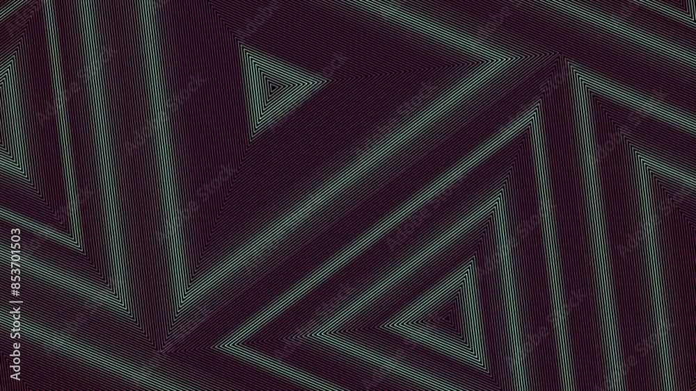 Fototapete Digital seamless loop animation of a geometric pattern of triangles with green waves running along them. 3d rendering. 4K, Ultra HD resolution