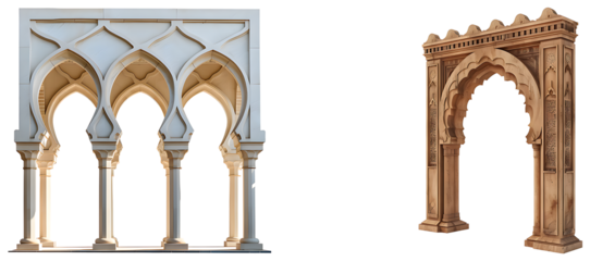 middle eastern style arches isolated on transparent background