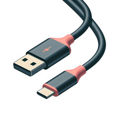 Usb type c on transparent background.