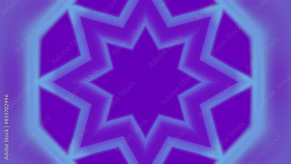 Fototapete geometric pattern of thin purple lines in the shape of a star with a light blue gradient running alo