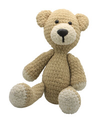 Sad teddy bear png. Isolated on transparent background