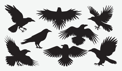 Obraz premium Birds Silhouette Vector Collection Hand drawn