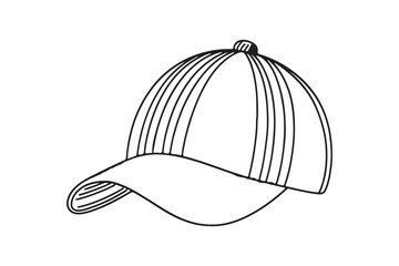 Cap  vector Line art. Cricket cap or hat 