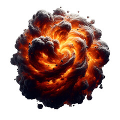 Fireball that swirls like a storm on transparent background

