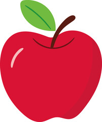 Cute red sliced cut apple, delicious and healthy fruit illustration design.