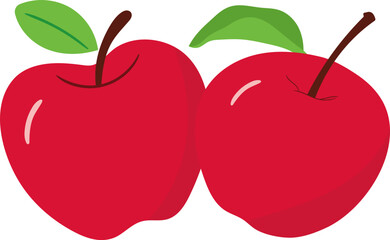 Cute red sliced cut apple, delicious and healthy fruit illustration design.