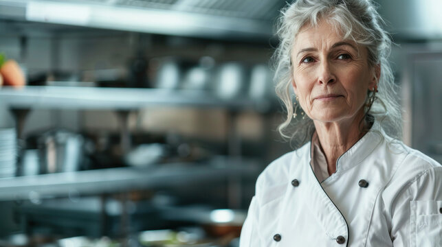 Promotional Portrait of Senior Chef, Professional Environment, Diverse Workforce, Corporate Photography, Team Collaboration, Engaged Employees, Authentic Work Settings.