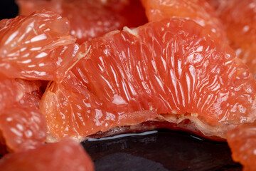 slices of peeled grapefruit close-up