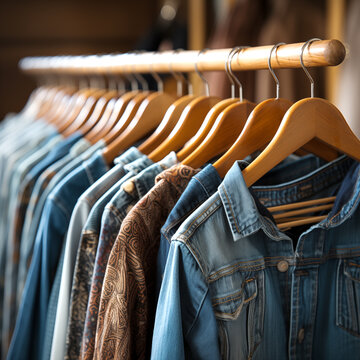 Pila de varios tonos de camisas y cazadoras vaqueras, jeans denim textura. 
Tejano textura de fondo para el dise&ntilde;o. Lienzo textura vaquera. 