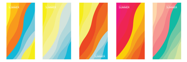 Abstract background design with summer color theme, with wavy patterns,Abstract summer wave background,
