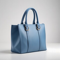 Stylish blue women's handbag, fashionable purse bag isolated on a white background