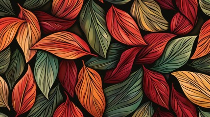 Boho Repeating pattern of leaves