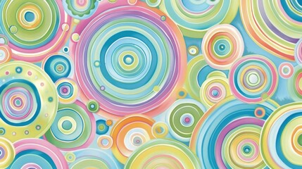 Fototapeta premium Boho circles and dots design in a pastel spring repeating pattern style.