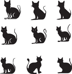 cats silhouette vector trendy image drawing