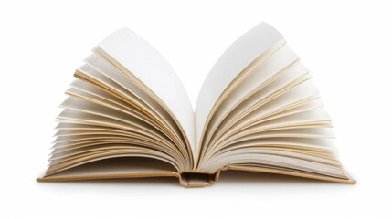 Fototapeta premium Open book - Close-up of printed single opened empty blank book, isolated on white background