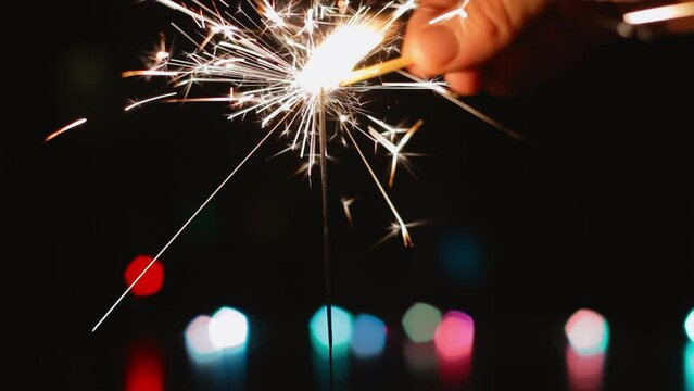Bengal Light Burning. Glittering sparklers candle burns 