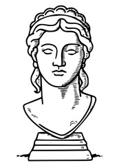 White female sculpture isolated on white background. Venus statue - Roman Goddess of Love. Vector illustration	