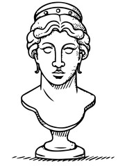 White female sculpture isolated on white background. Venus statue - Roman Goddess of Love. Vector illustration	