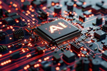 Fototapeta premium Artificial intelligence computer Chip that controls everything. processor , AI processor , AI central processing data 