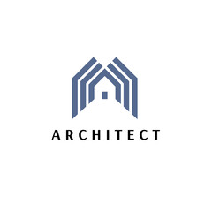 Architect construction logo template. Vector design icon for building company.