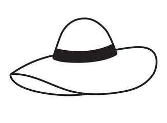 Hand drawn beach hat isolated on white background.