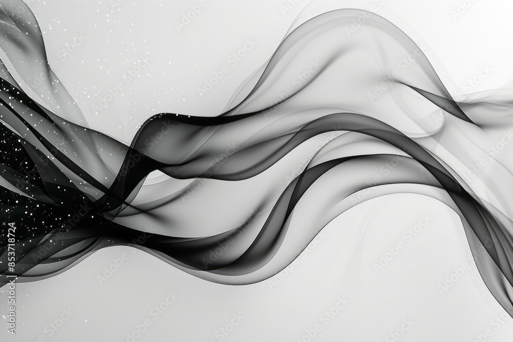 Aufkleber minimalist abstract design featuring flowing black lines on a plain white background,
