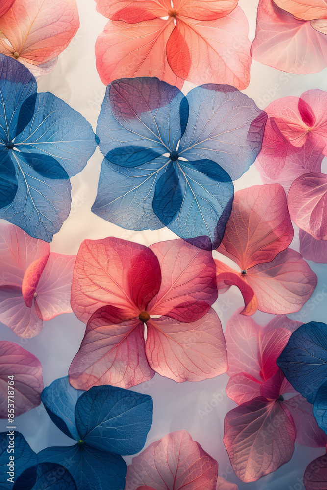 Poster Elegant abstract pattern with soft pastel shapes scattered across a clean backdrop,