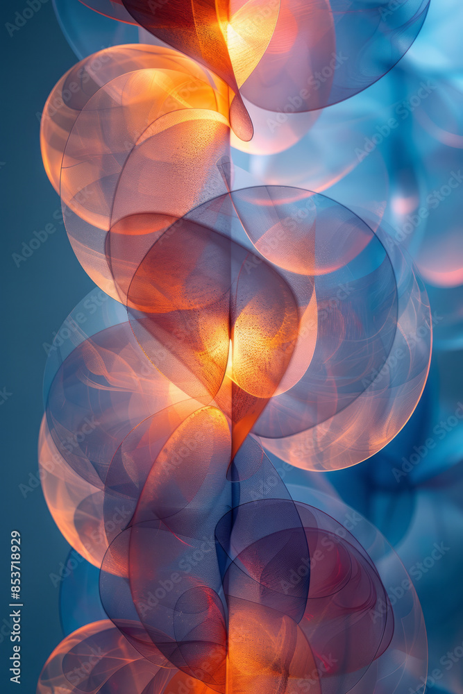Poster Simple abstract composition with overlapping translucent circles on a minimalist backdrop,