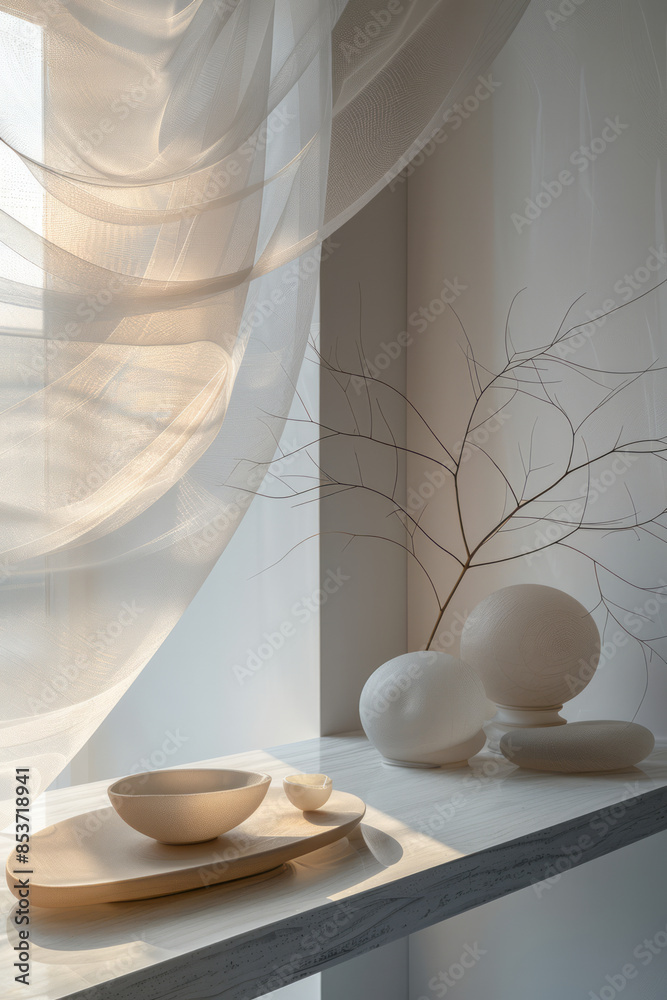 Leinwandbilder Simple abstract composition with overlapping translucent circles on a minimalist backdrop,