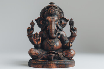 Minimalist image of a Ganesha idol, set against a plain white backdrop,