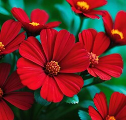 red and yellow flowers, plant, pink, red, summer, blossom, bloom, flowers, cosmos, beauty, flora, spring, dahlia, macro, petal
