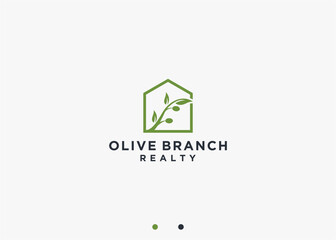 house with olive tree logo design vector silhouette illustration