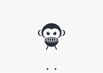 grilled monkey logo design vector silhouette illustration
