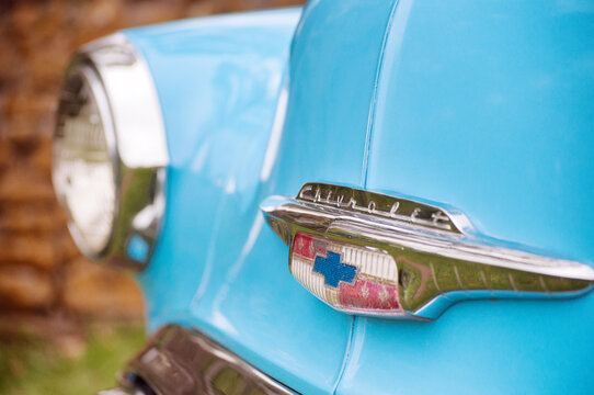 Beautiful vintage blue Chevrolet motor vehicle