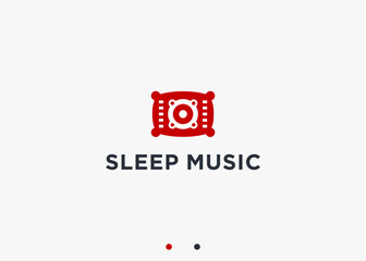 sleep music logo design vector silhouette illustration