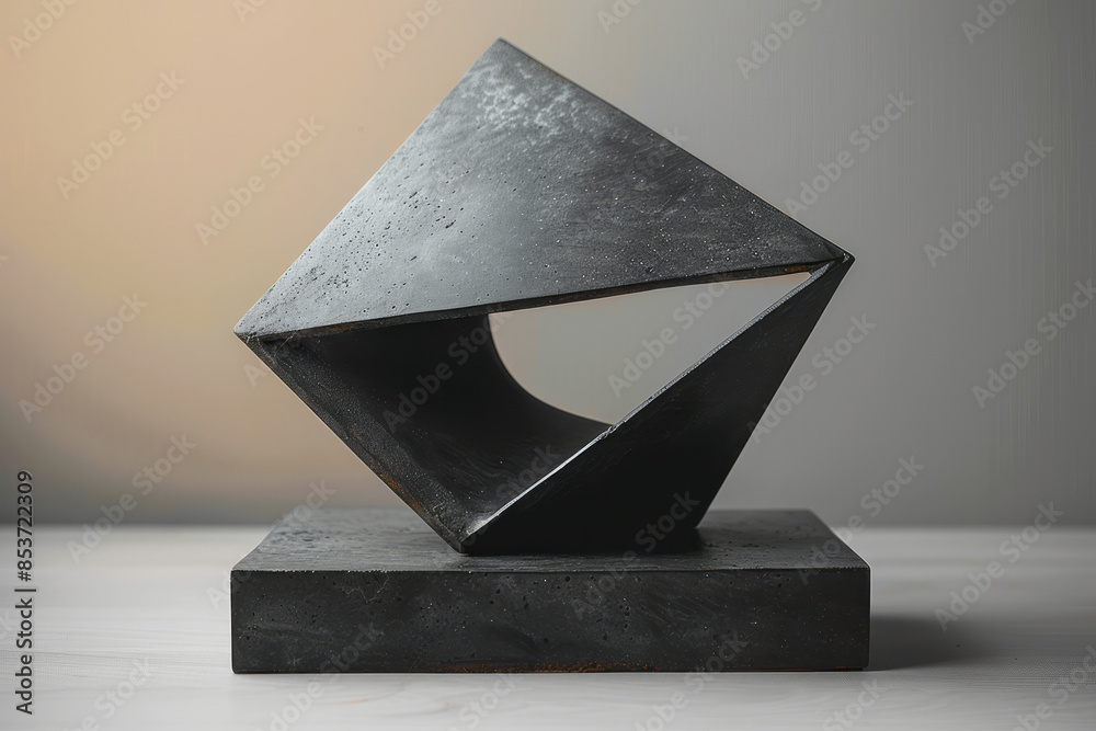 Poster simple photo of a geometric shape that appears to morph and change form when viewed from different a